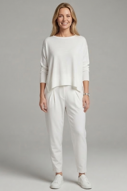 Lena | Chic Crew Neck Top and Tapered Trousers Set