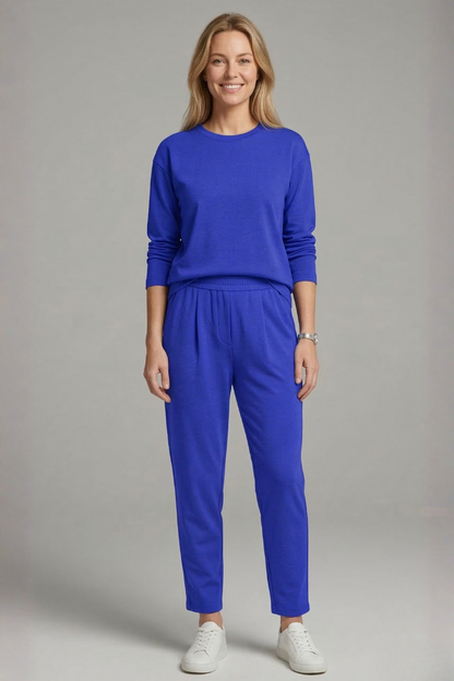 Lena | Chic Crew Neck Top and Tapered Trousers Set