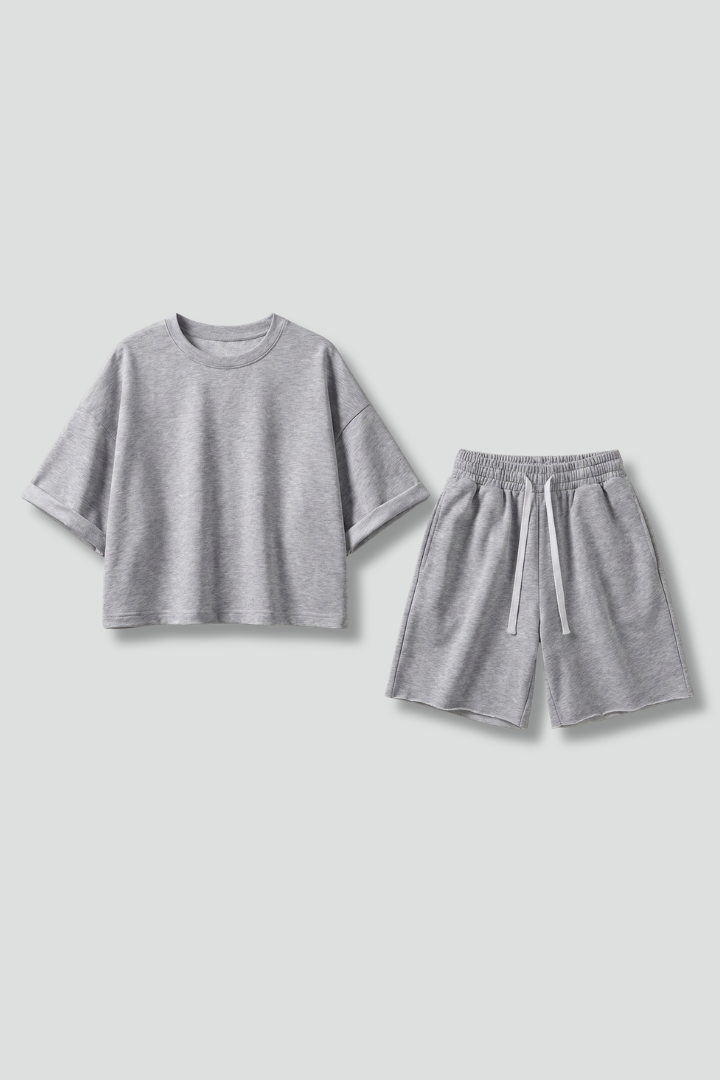 Luna | Chic Two-Piece Crop Top and Drawstring Shorts Set
