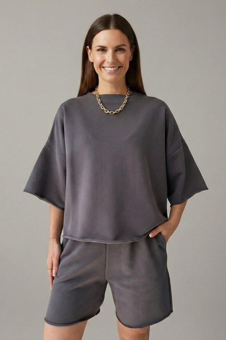 Luna | Chic Two-Piece Crop Top and Drawstring Shorts Set