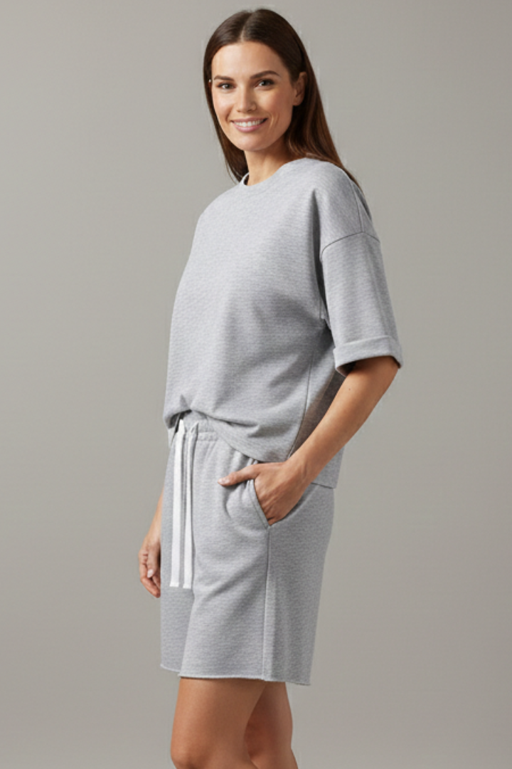Luna | Chic Two-Piece Crop Top and Drawstring Shorts Set