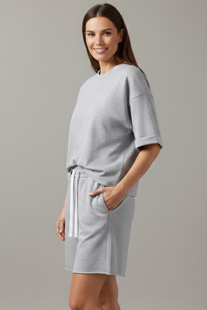 Luna | Chic Two-Piece Crop Top and Drawstring Shorts Set