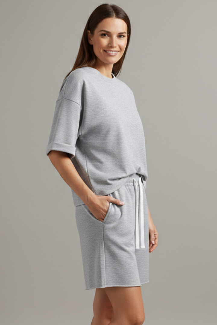 Luna | Chic Two-Piece Crop Top and Drawstring Shorts Set