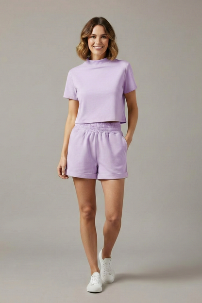 Lila | Chic Crop Top and Elastic Waist Shorts Set