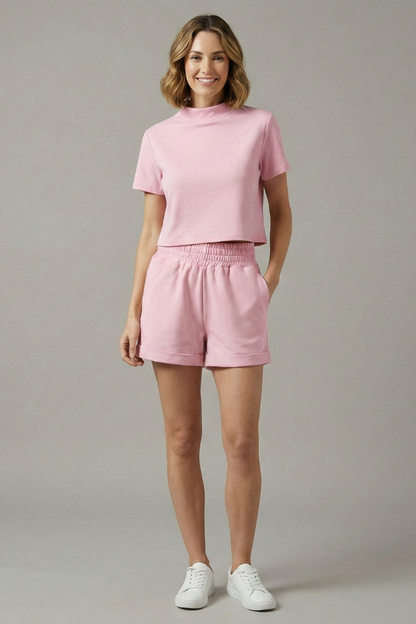 Lila | Chic Crop Top and Elastic Waist Shorts Set