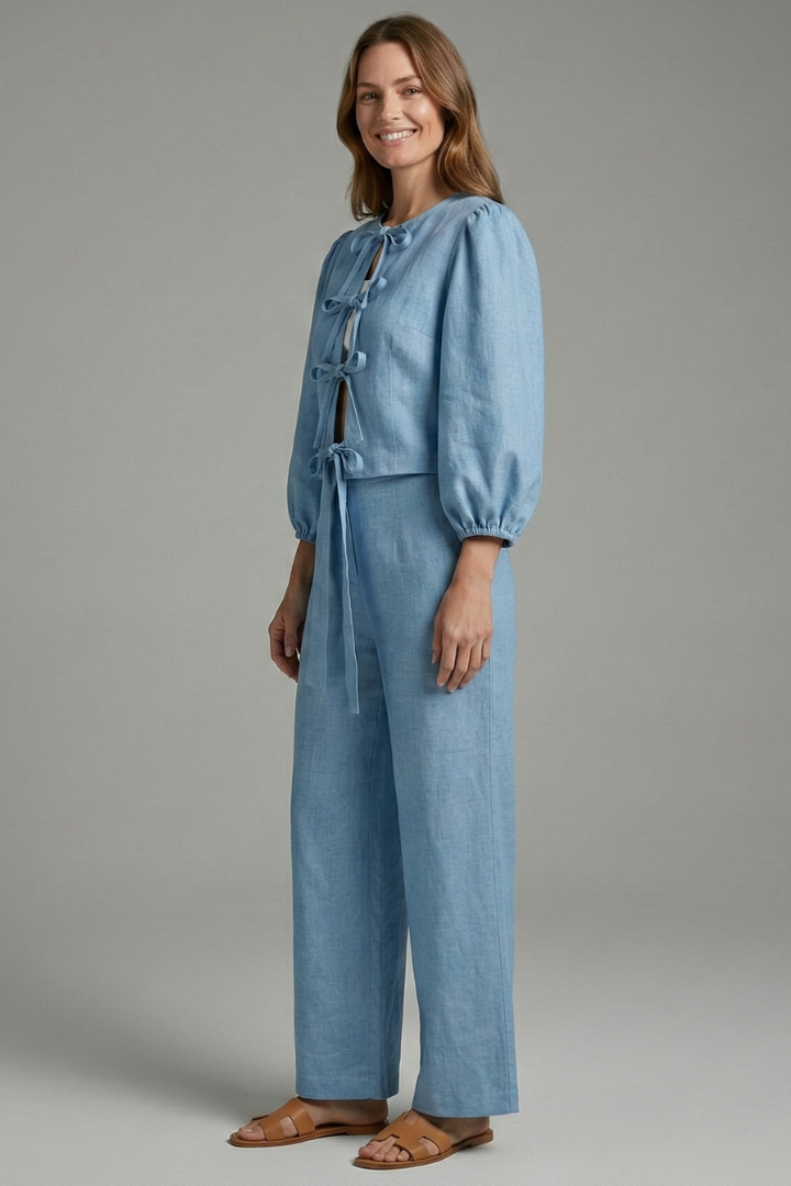 Lila | Lace-Up Top and Elastic Waist Skirt Set