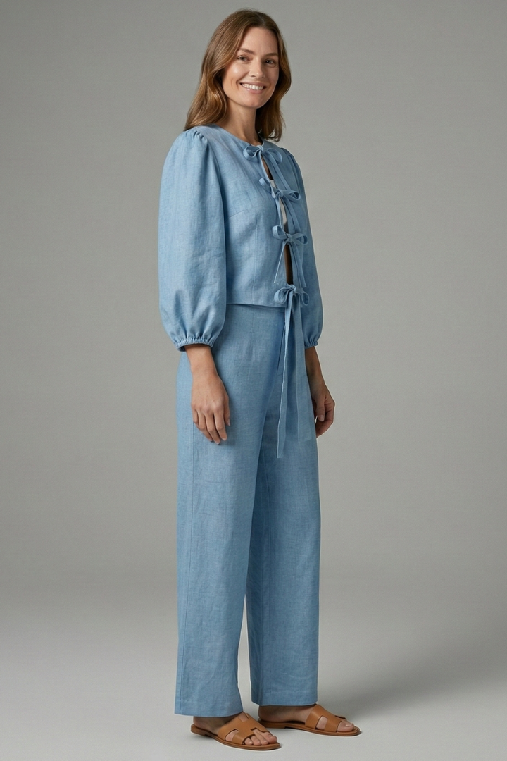 Lila | Lace-Up Top and Elastic Waist Skirt Set