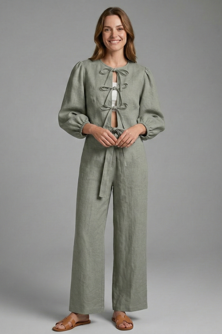 Lila | Lace-Up Top and Elastic Waist Skirt Set