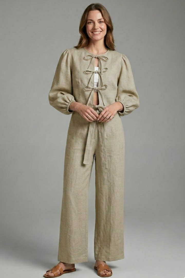 Lila | Lace-Up Top and Elastic Waist Skirt Set
