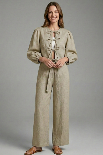 Lila | Lace-Up Top and Elastic Waist Skirt Set