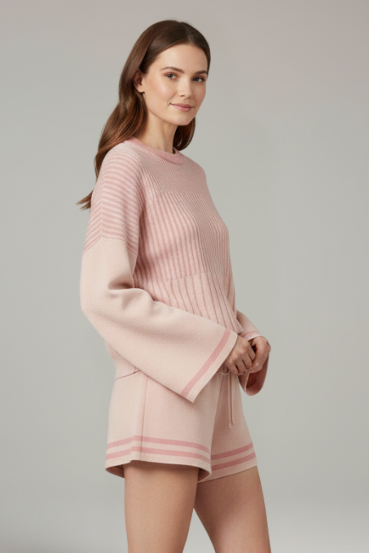 Lila | Chic Long Sleeve Top & Drawstring Shorts Set