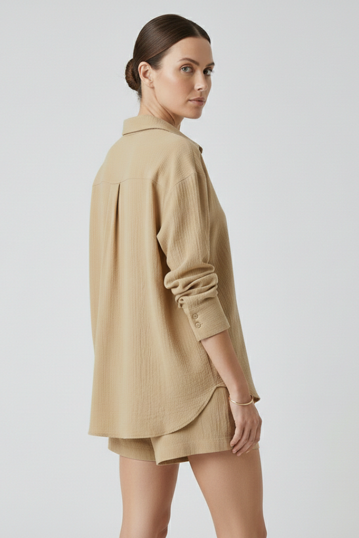 Lila | Chic Collared Shirt and Shorts Set