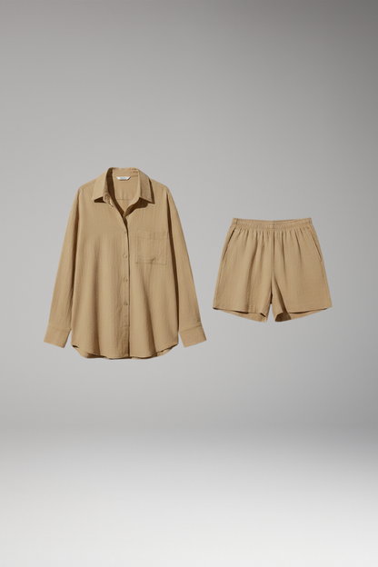 Lila | Chic Collared Shirt and Shorts Set
