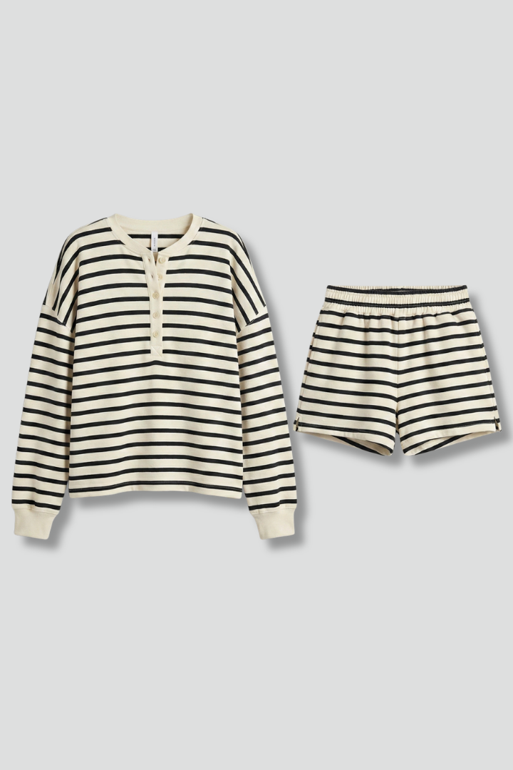 Lila | Striped Top & Elastic Waist Shorts Set