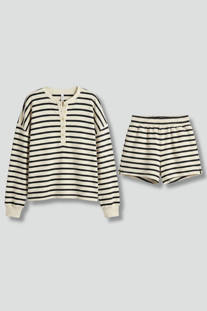Lila | Striped Top & Elastic Waist Shorts Set