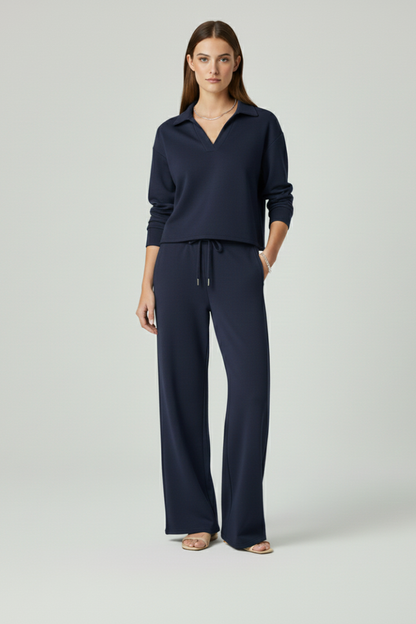 Lila | V-Neck Top and Wide-Leg Pants Set