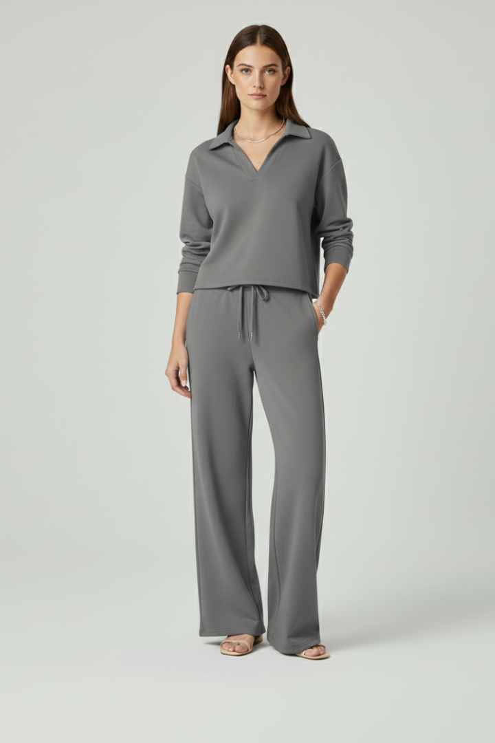Lila | V-Neck Top and Wide-Leg Pants Set