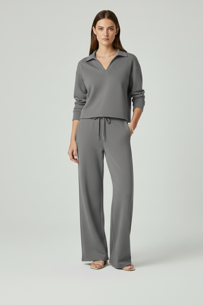 Lila | V-Neck Top and Wide-Leg Pants Set