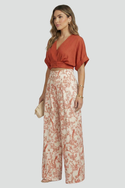 Lena | V-Neck Top and Wide-Leg Trousers Set