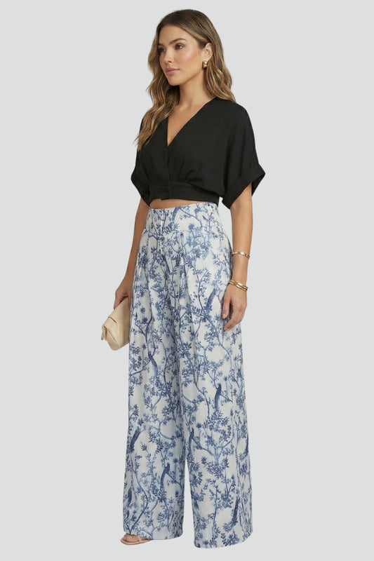 Lena | V-Neck Top and Wide-Leg Trousers Set