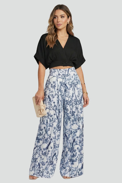 Lena | V-Neck Top and Wide-Leg Trousers Set