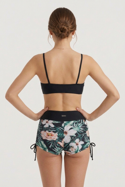 Lila | Ruched Drawstring Swim Set with Floral Shorts