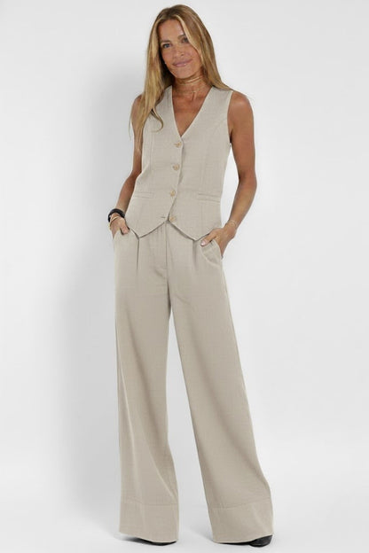 Lena | V Neck Waistcoat Two Piece Set