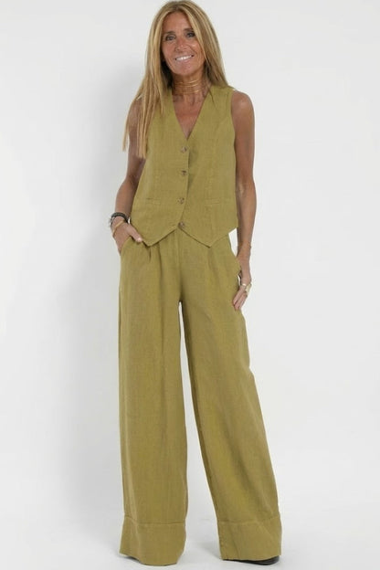 Lena | V Neck Waistcoat Two Piece Set