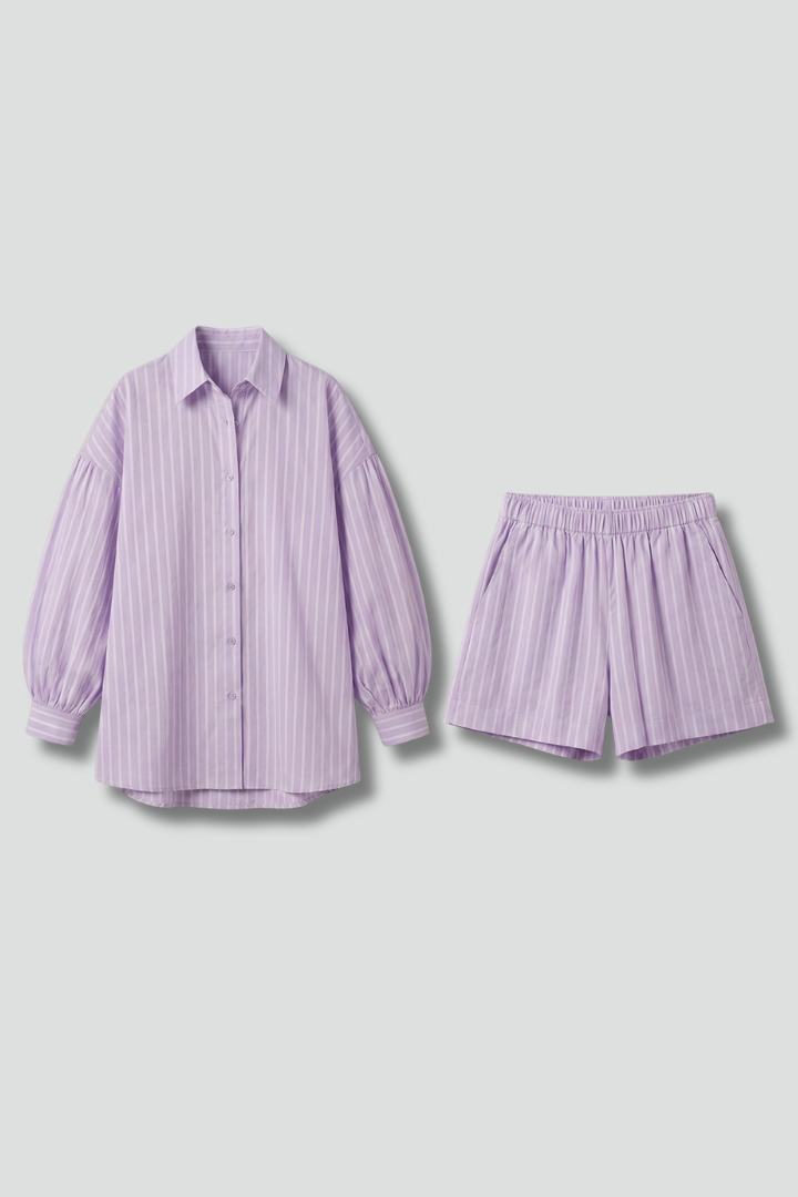 Lila | Chic Button-Up Shirt and Short Set