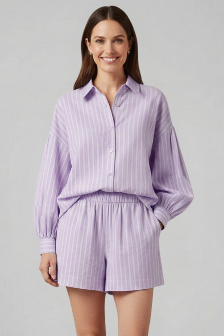 Lila | Chic Button-Up Shirt and Short Set