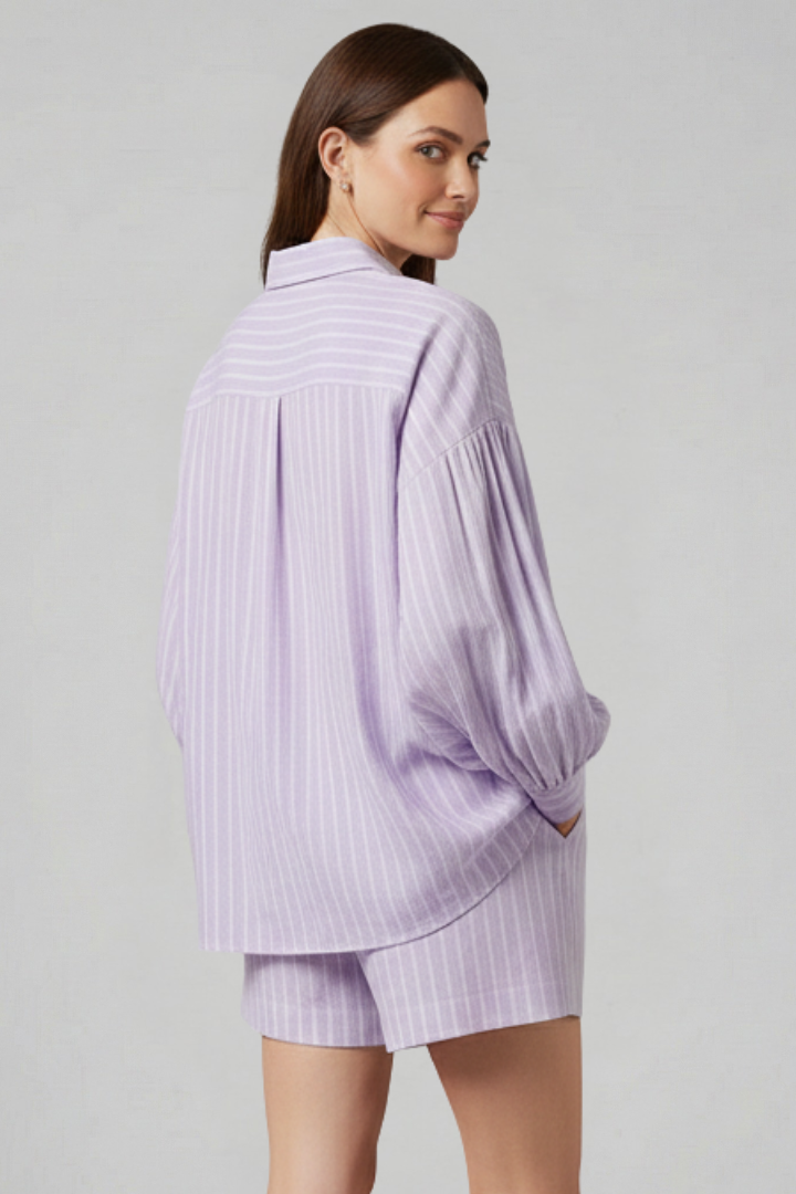 Lila | Chic Button-Up Shirt and Short Set
