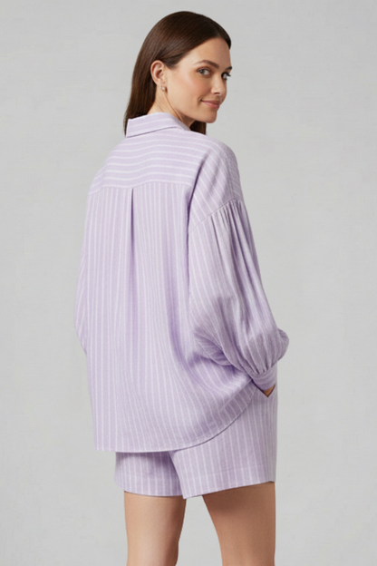 Lila | Chic Button-Up Shirt and Short Set