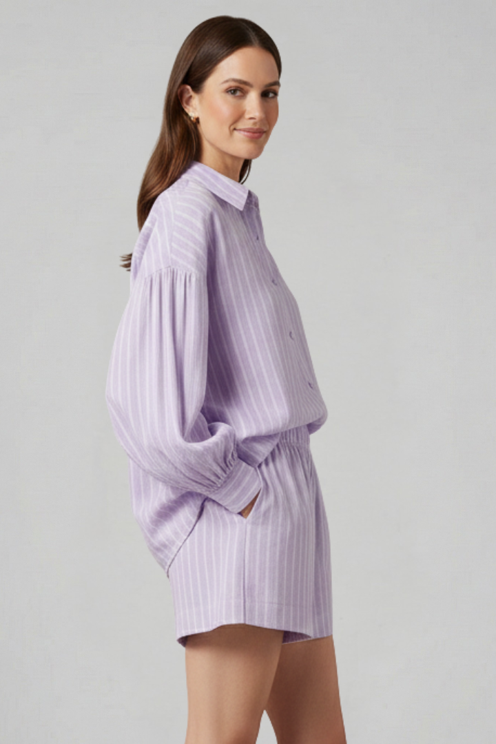 Lila | Chic Button-Up Shirt and Short Set