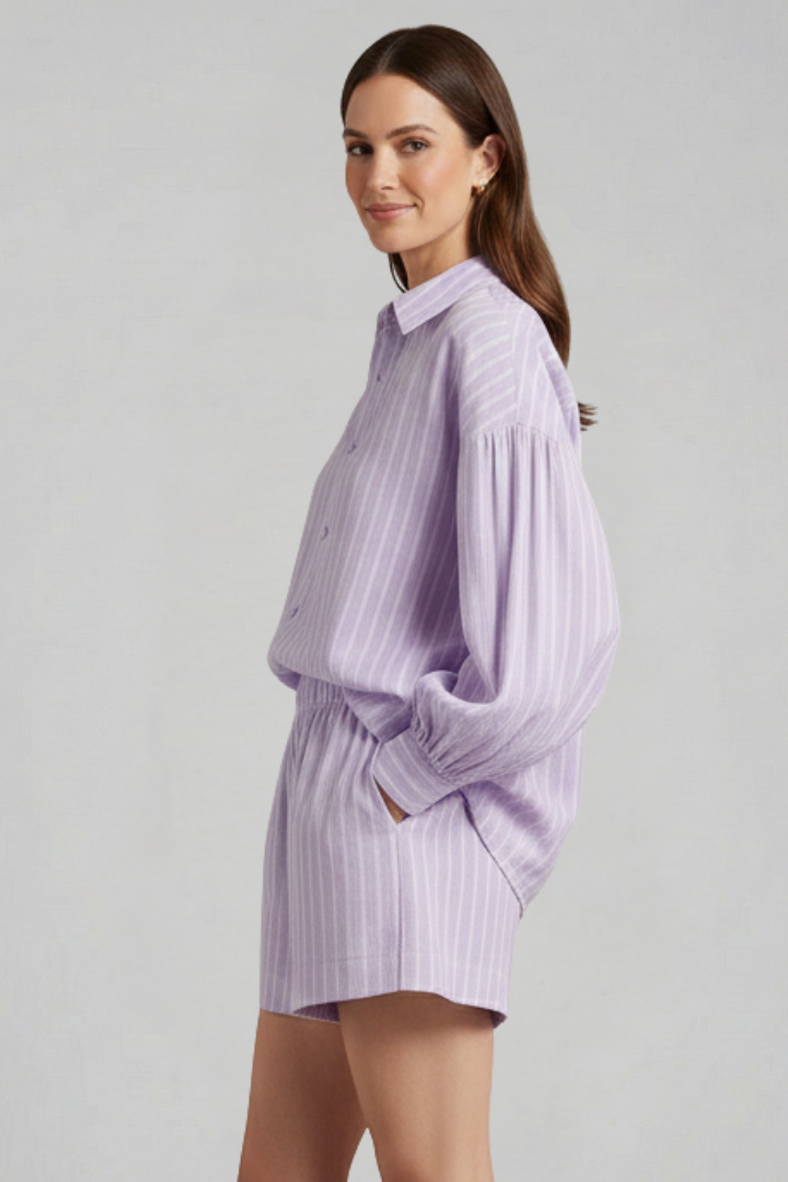Lila | Chic Button-Up Shirt and Short Set