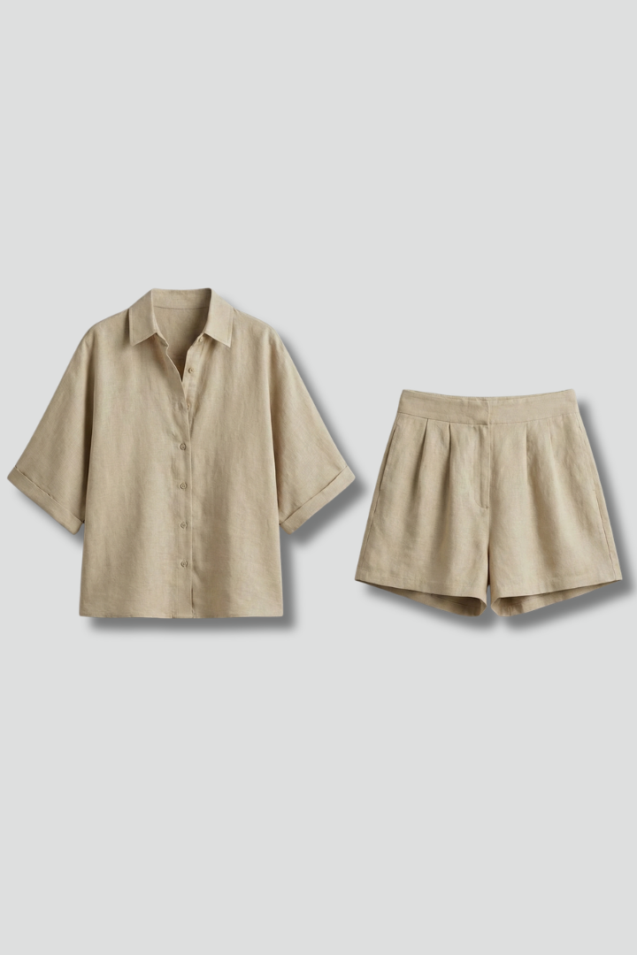 Lila | Chic Collared Shirt and Shorts Set
