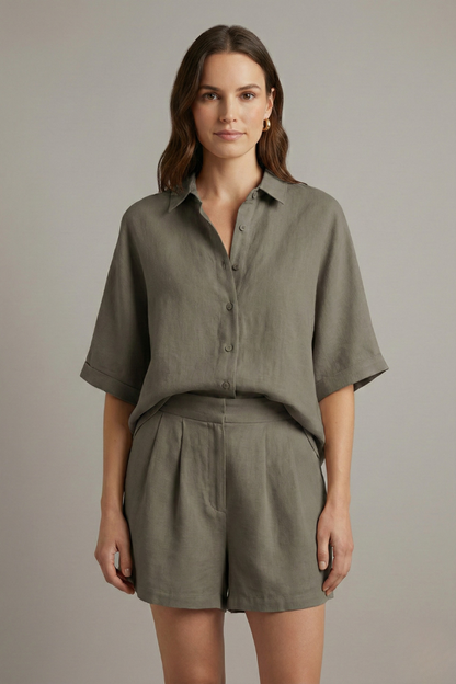 Lila | Chic Collared Shirt and Shorts Set