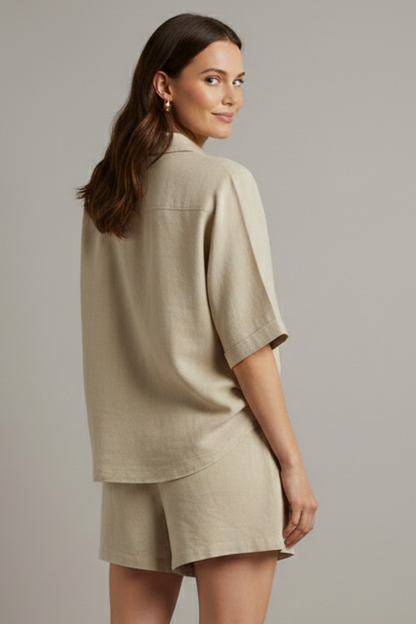 Lila | Chic Collared Shirt and Shorts Set