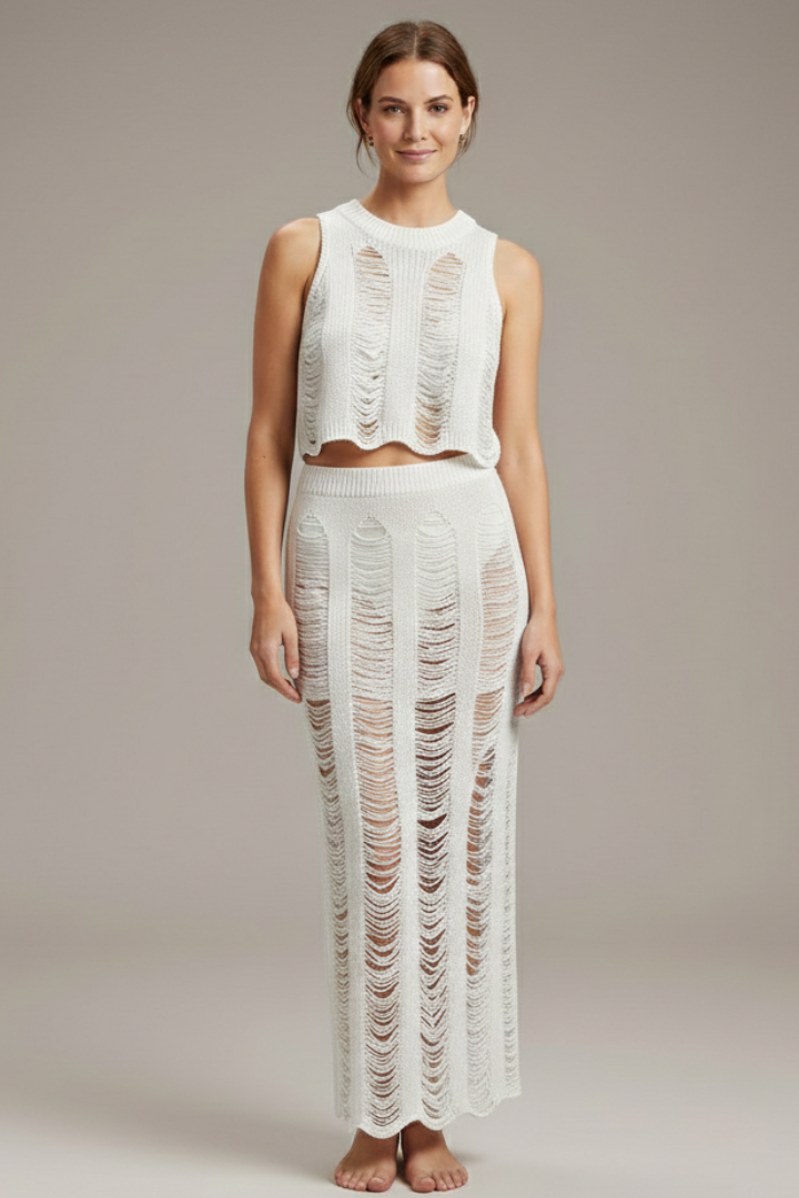 Lila | Chic Two Piece Set with Crop Top and Side Slit Skirt