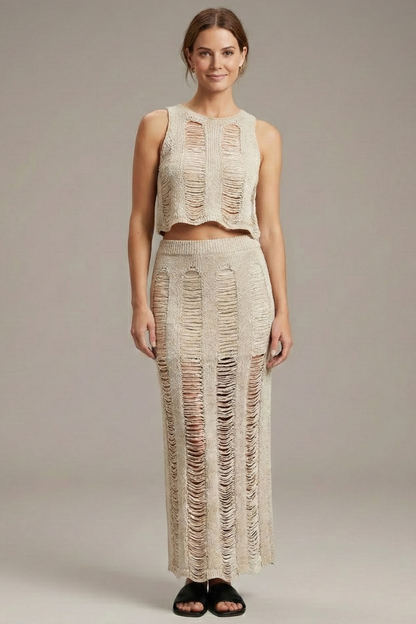 Lila | Chic Two Piece Set with Crop Top and Side Slit Skirt