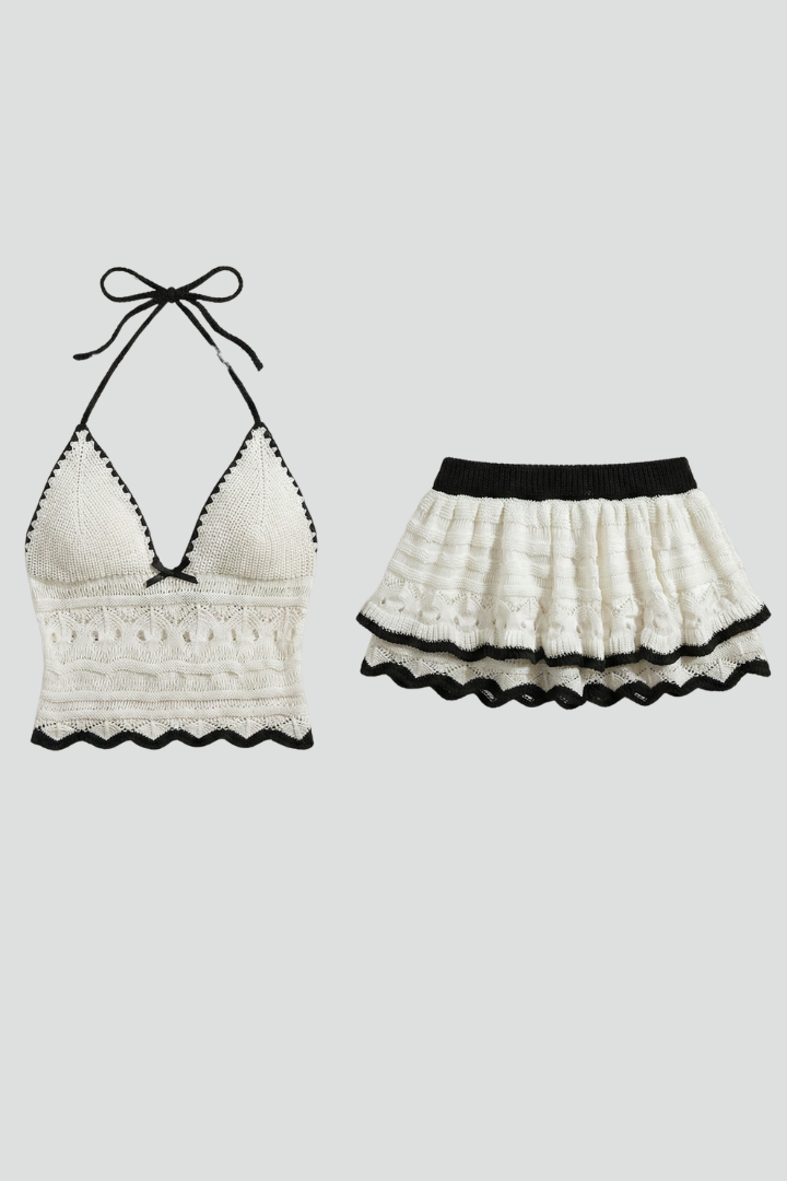 Lila | Halterneck Top & Ruffle Mini Skirt Set