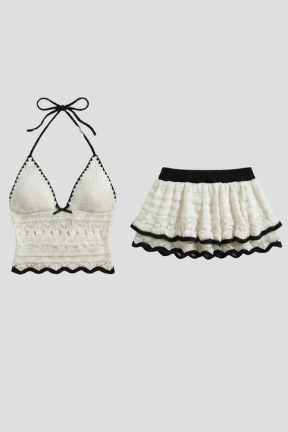 Lila | Halterneck Top & Ruffle Mini Skirt Set