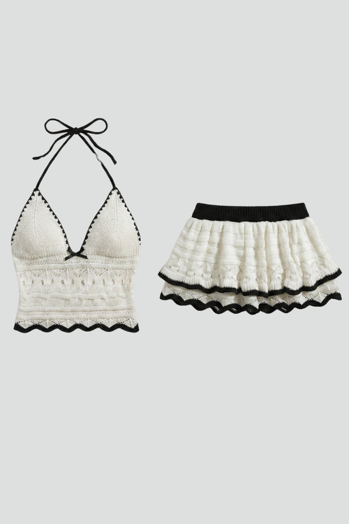 Lila | Halterneck Top & Ruffle Mini Skirt Set