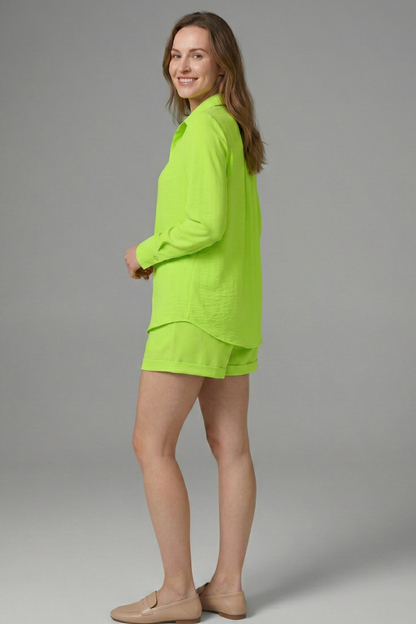 Lila | Chic Long Sleeve Shirt and Shorts Set