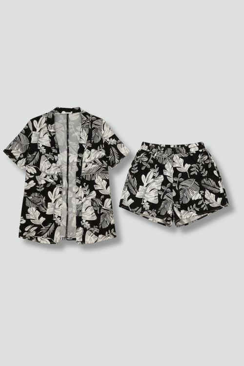 Elena | Chic Two Piece Set with Open Front Top and Shorts