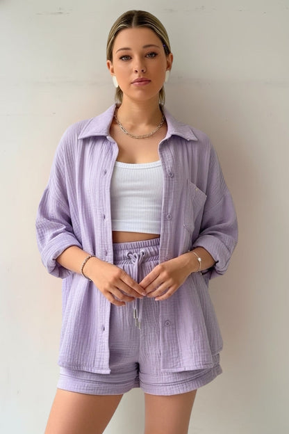 Vivienne | Oversized Blouse and Muslin Shorts Set