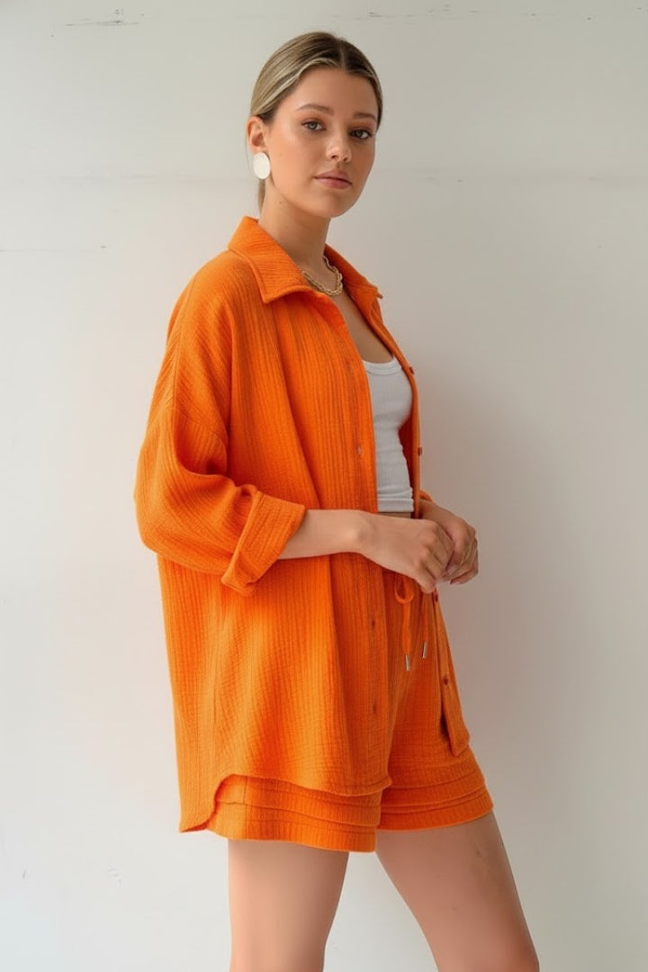 Vivienne | Oversized Blouse and Muslin Shorts Set