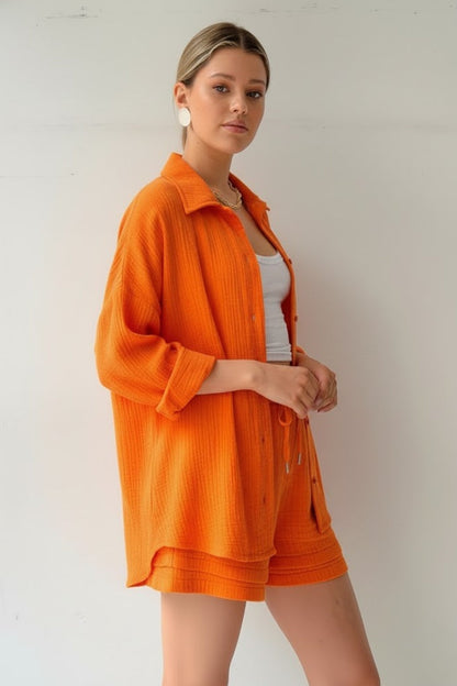 Vivienne | Oversized Blouse and Muslin Shorts Set