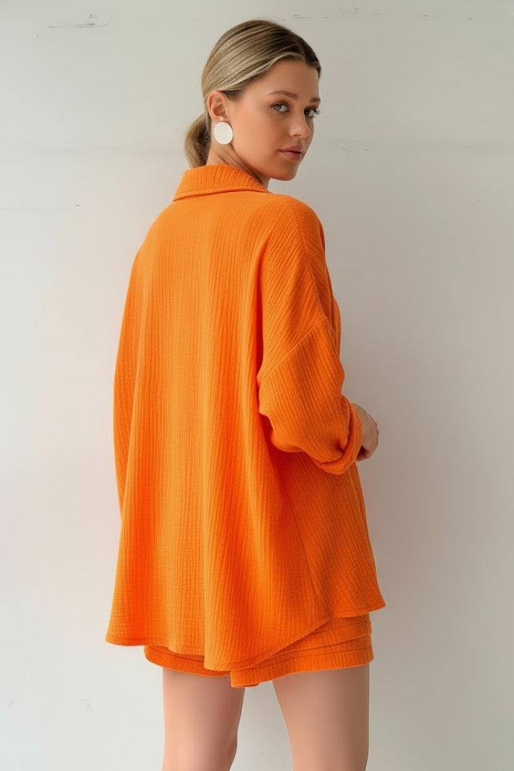 Vivienne | Oversized Blouse and Muslin Shorts Set