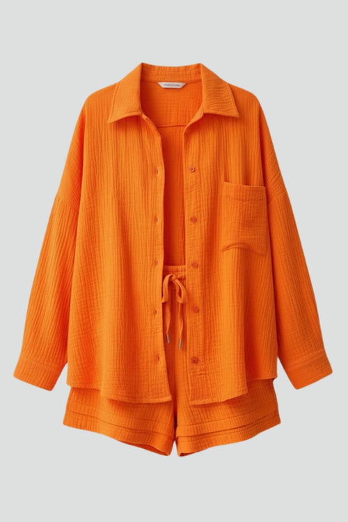 Vivienne | Oversized Blouse and Muslin Shorts Set