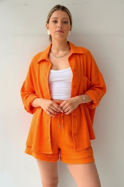 Vivienne | Oversized Blouse and Muslin Shorts Set